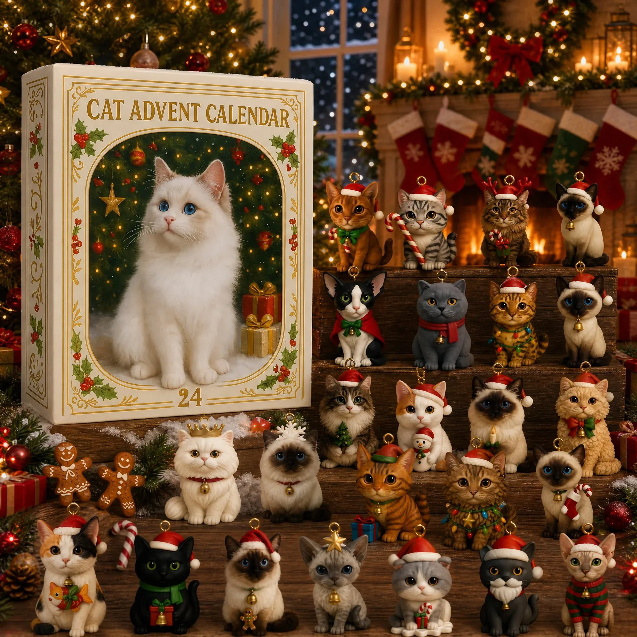 Cat Advent Calendar 2026 – 24 Cat Pendants Christmas display