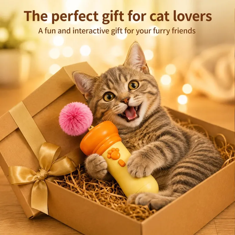 Automatic retractable cat teaser launcher with plush ball